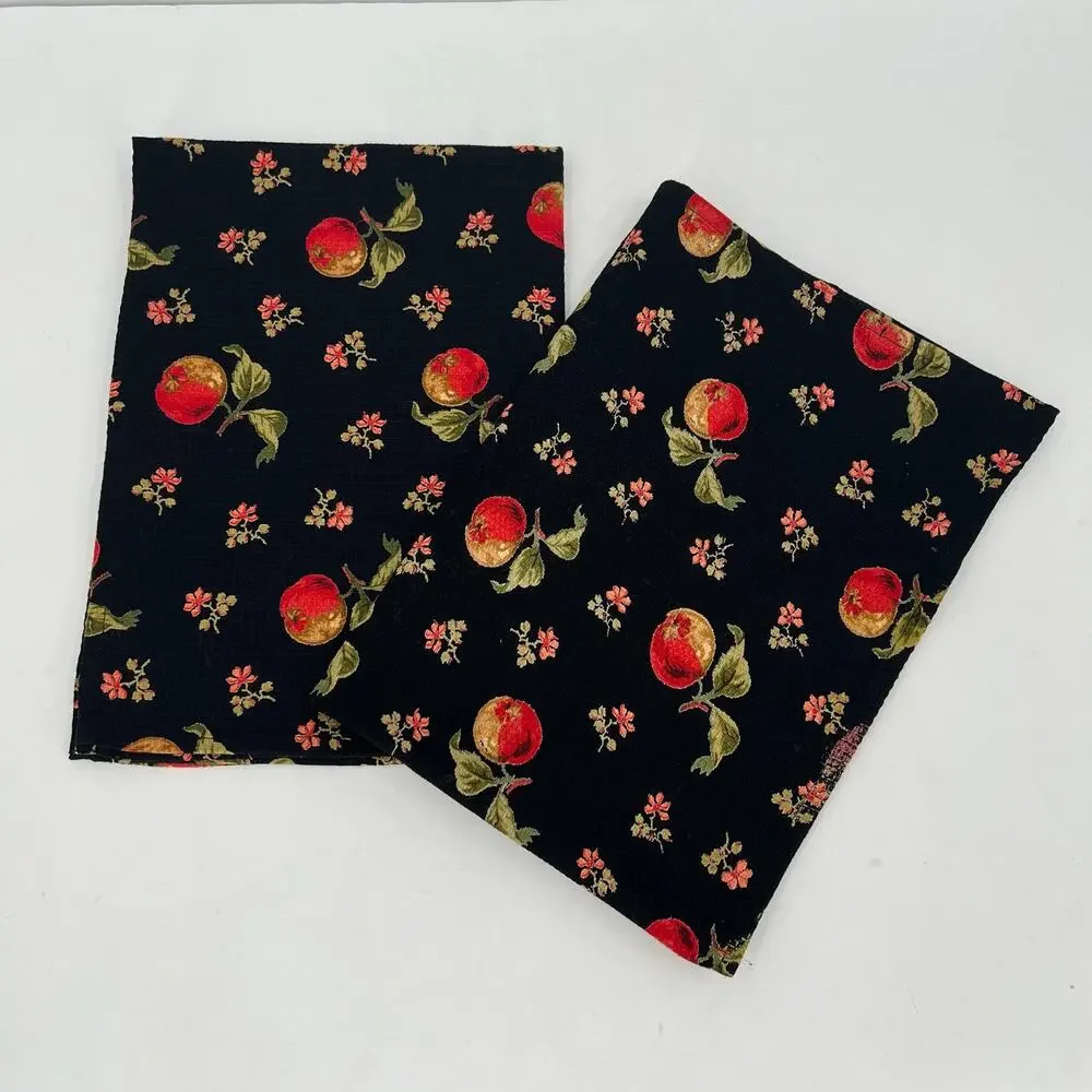 April Cornell Orchard apples floral round tablecloth placemats and kitchen towel